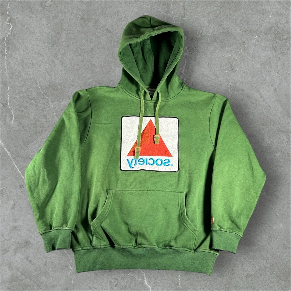 Society Original Products Hoodie Mens Large‎ Green Pullover Sweatshirt Fleece